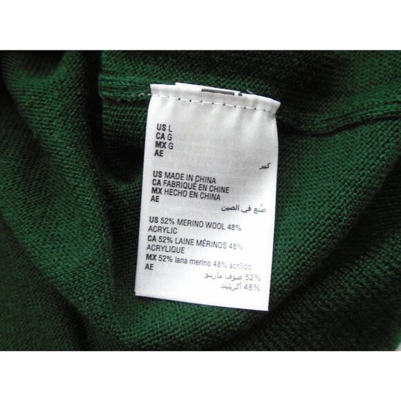 CLUB ROOM Men's Quarter-Zip Merino Wool Blend Sweater, Color green size Large - Picture 5 of 5